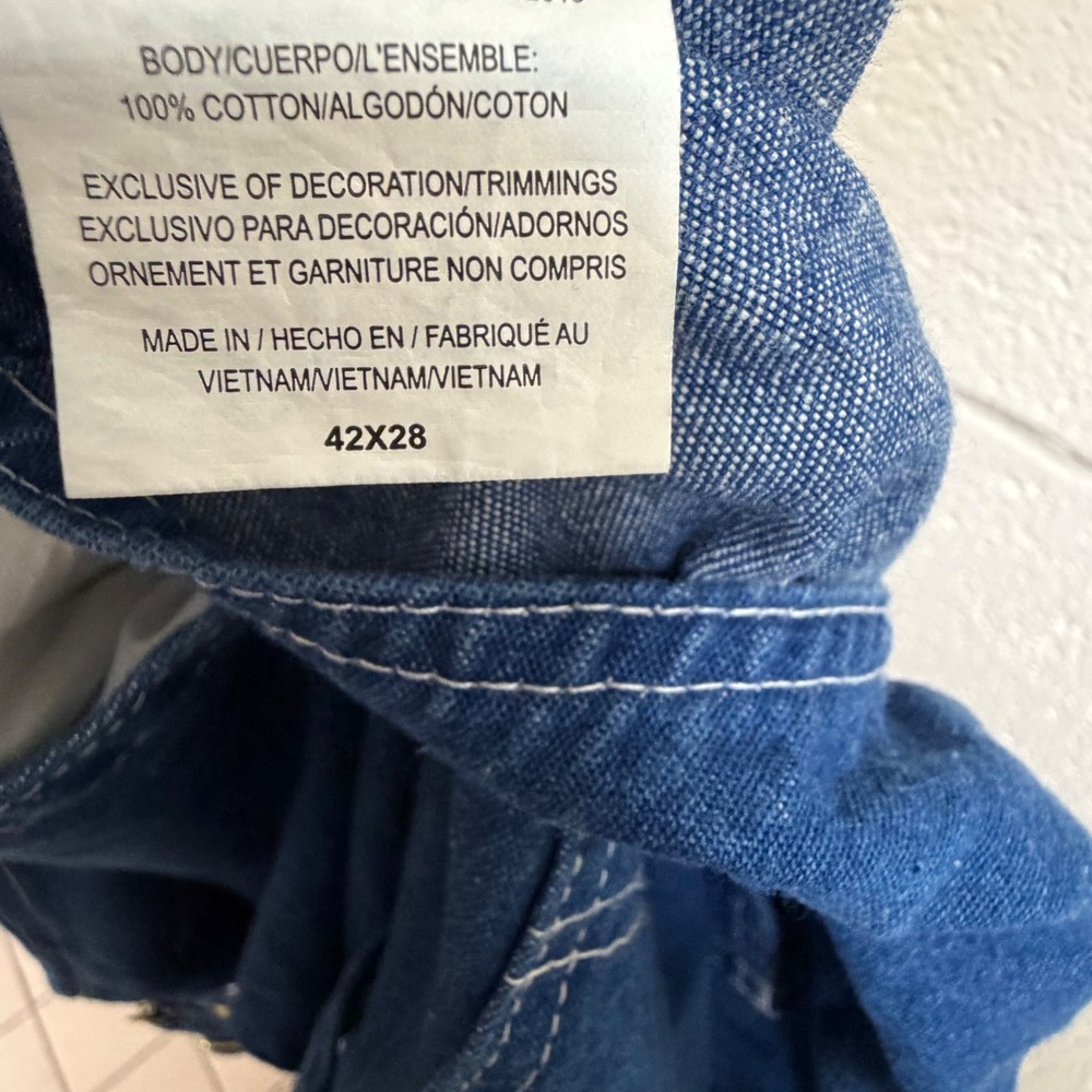 Big Smith Mens Denim Bib Overalls 42x28 Blue Cotton Workwear Carpenter Utility